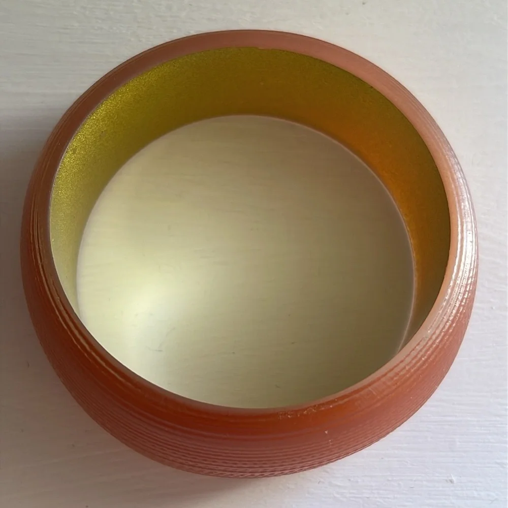 Vintage Style Textured Orange Lucite Chunky Statement Bangle - Picture 4 of 8